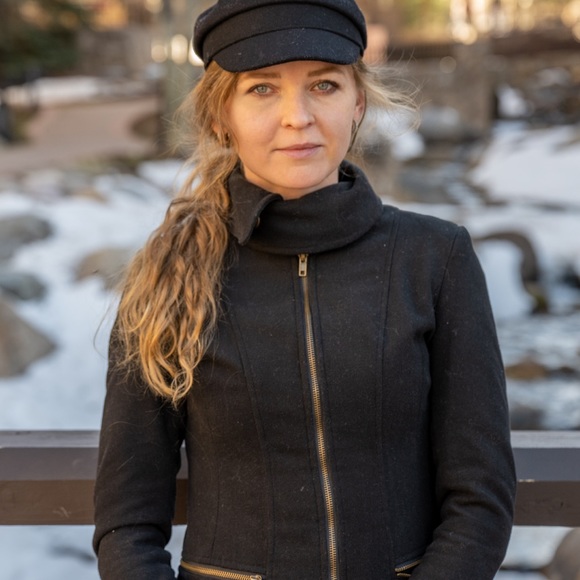 Black Wool Blend Pea Coat - Picture 3 of 13